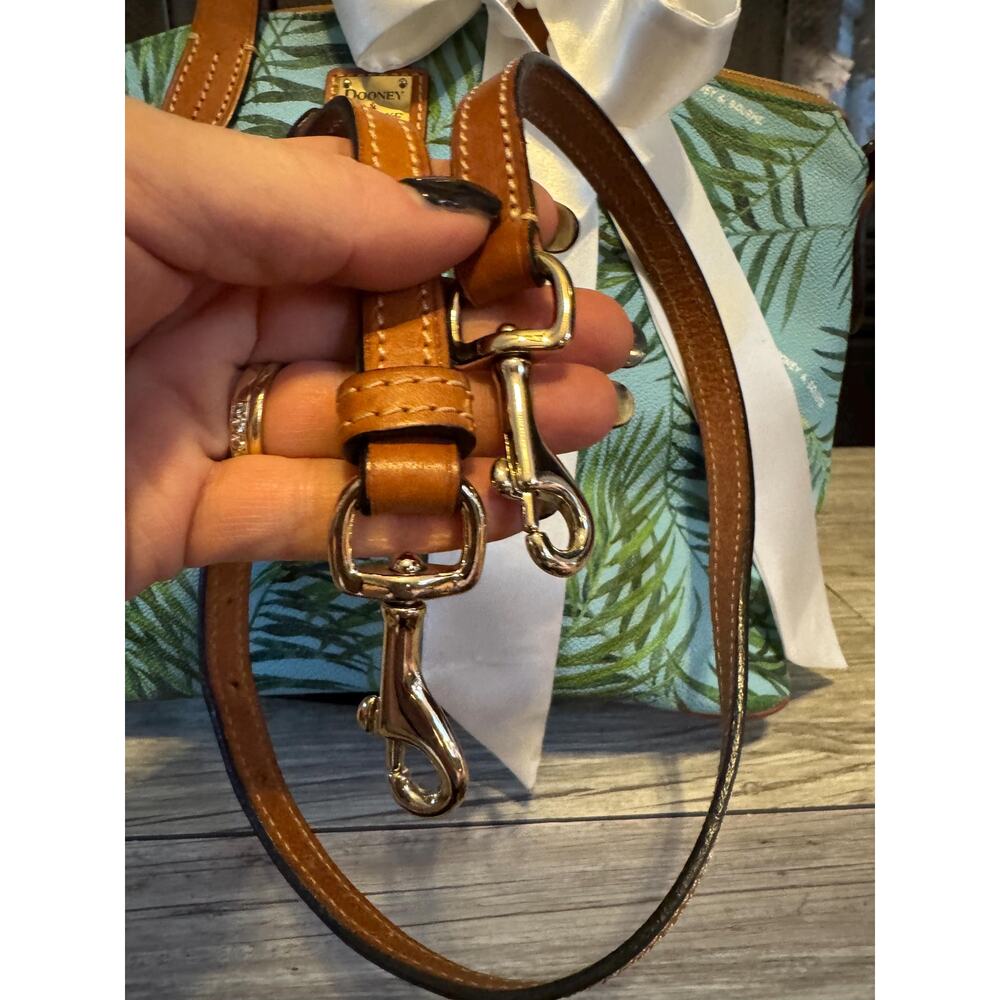 Dooney & Bourke Tropical Fern Satchel Handbag Sky Blue Green (11.5x9x6 inches) - Picture 5 of 14